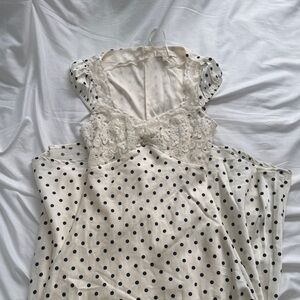 Free People Cream and Black Polka Dot Maxi Dress